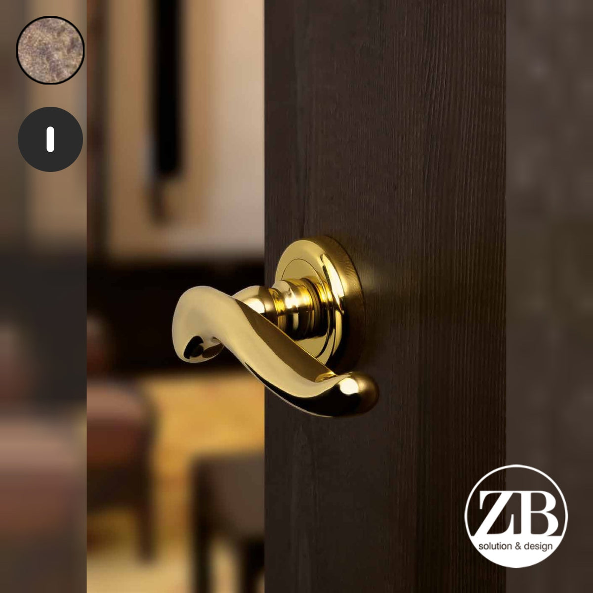 ZB - Maniglie Arco - Maniglia per porta interna - OBA - Ottone bronzato antico / Tonda / Patent