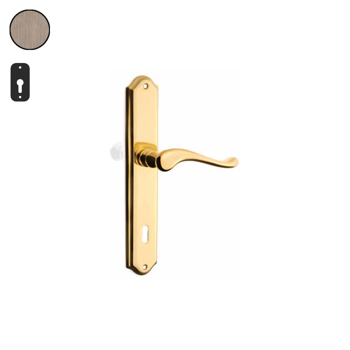 ZB - Maniglie Arco - Maniglia per porta interna - OGV - Ottone graffiato verniciato lucido / Placca 250x46 mm / Yale 85