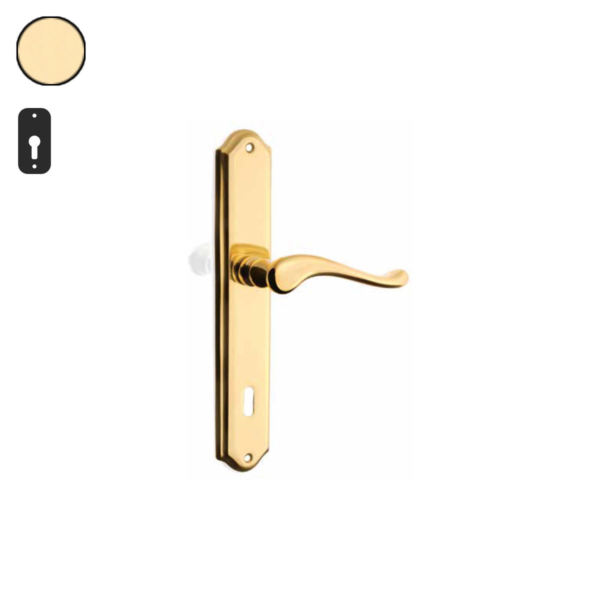 ZB - Maniglie Arco - Maniglia per porta interna - OLV - Ottone lucido verniciato / Placca 250x46 mm / Yale 85