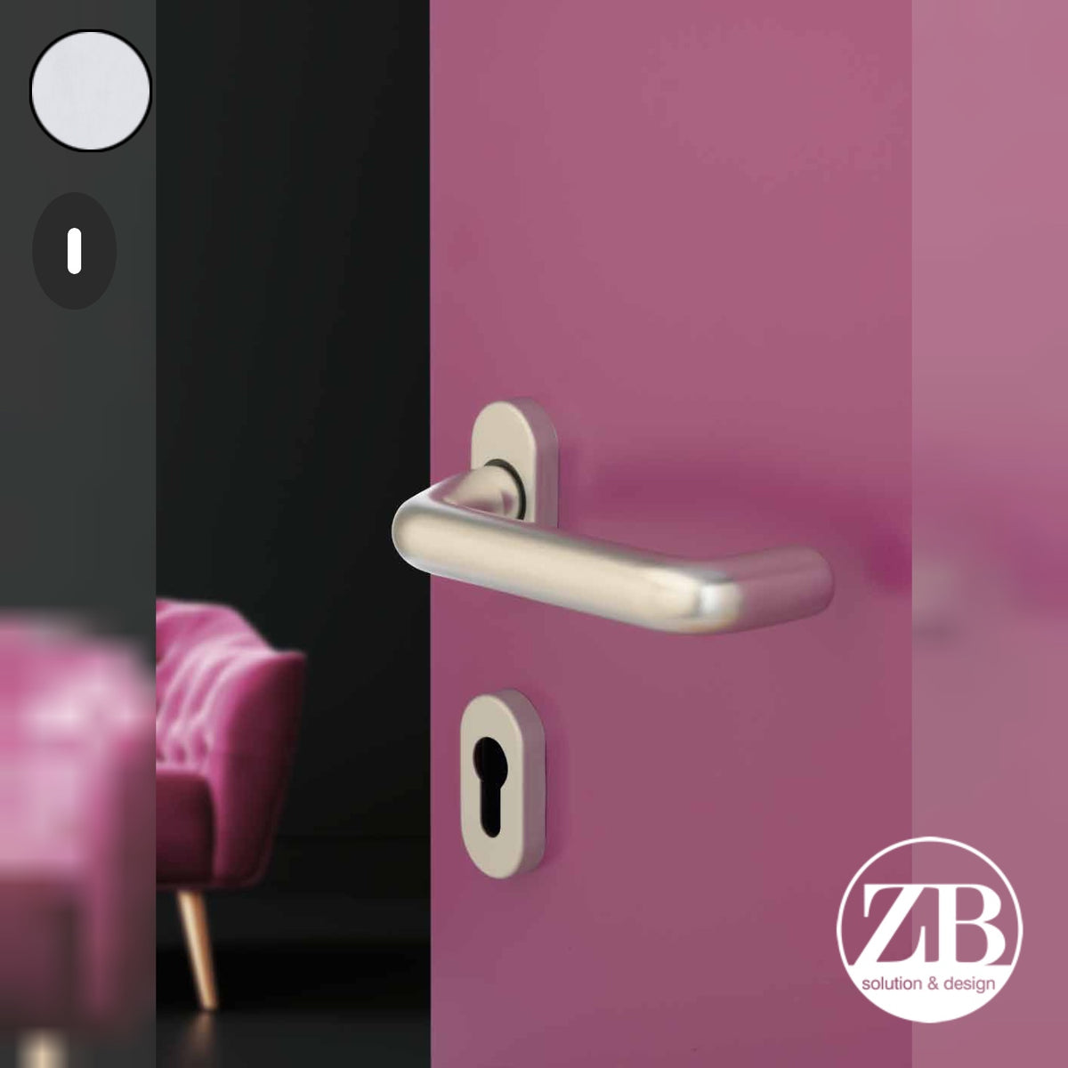 ZB - Maniglie Big Curva - Maniglia per porta interna - ARG - Argento F1 anodizzato / Ovale / Patent