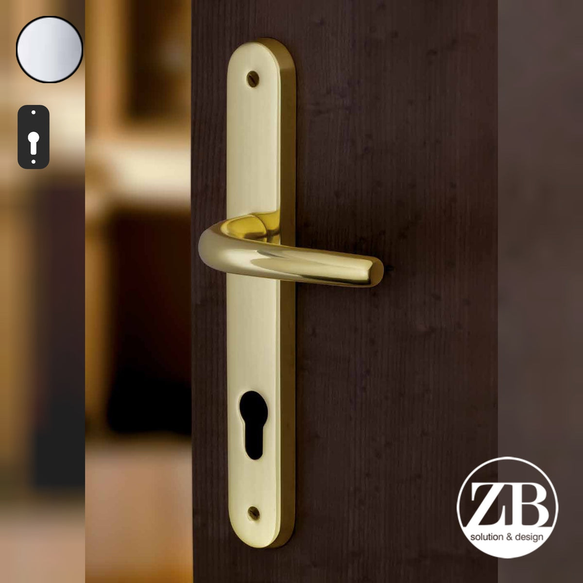 ZB - Maniglie Big Niky - Maniglia per porta interna - CRL - Cromo lucido / Placca 250x38 mm / Yale 85