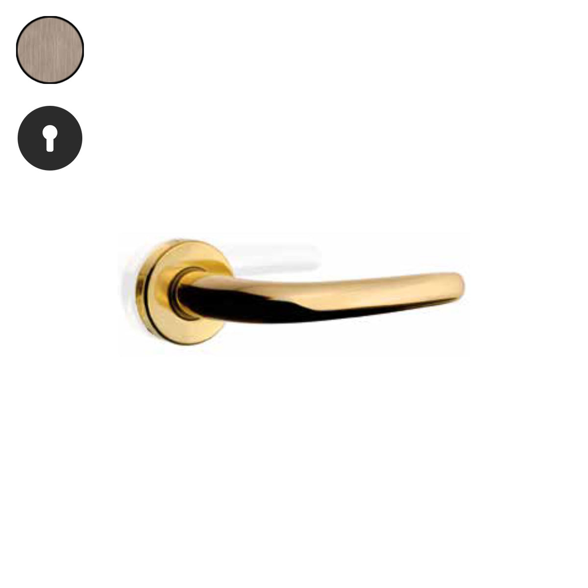 ZB - Maniglie Big Niky - Maniglia per porta interna - OGV - Ottone graffiato verniciato lucido / Tonda / Yale