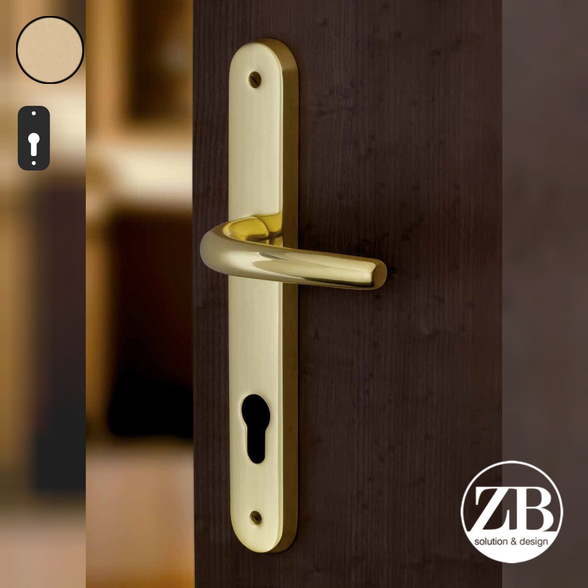 ZB - Maniglie Big Niky - Maniglia per porta interna - OSV - Ottone satinato verniciato / Placca 250x38 mm / Yale 85