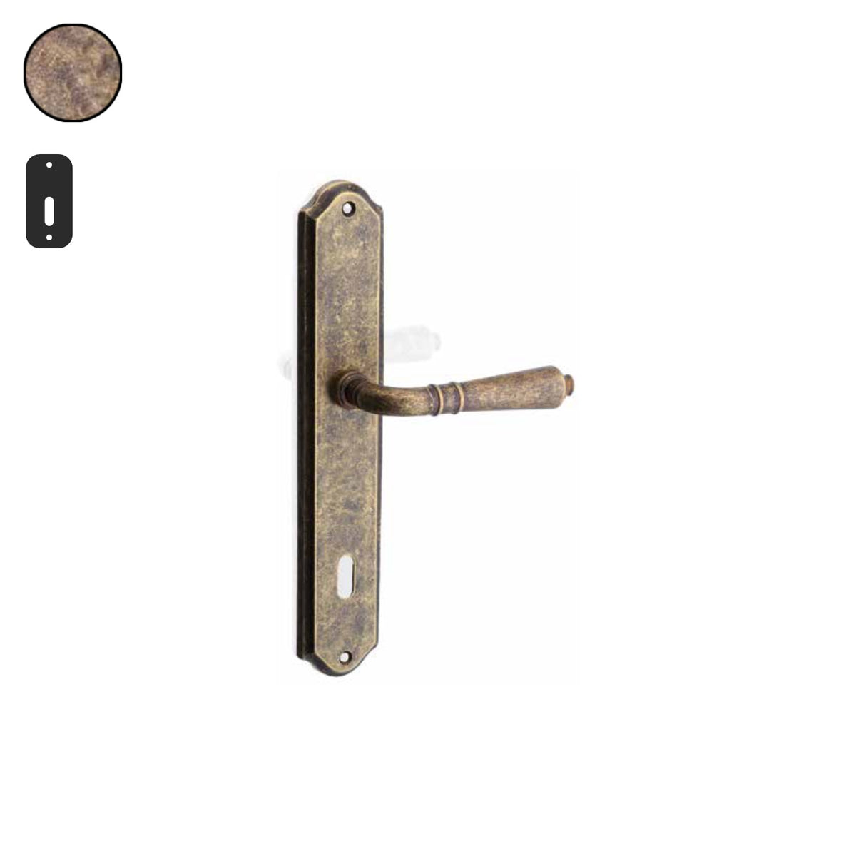 ZB - Maniglie Classic - Maniglia per porta interna - OBA - Ottone bronzato antico / Placca 250x46 mm / Patent 90