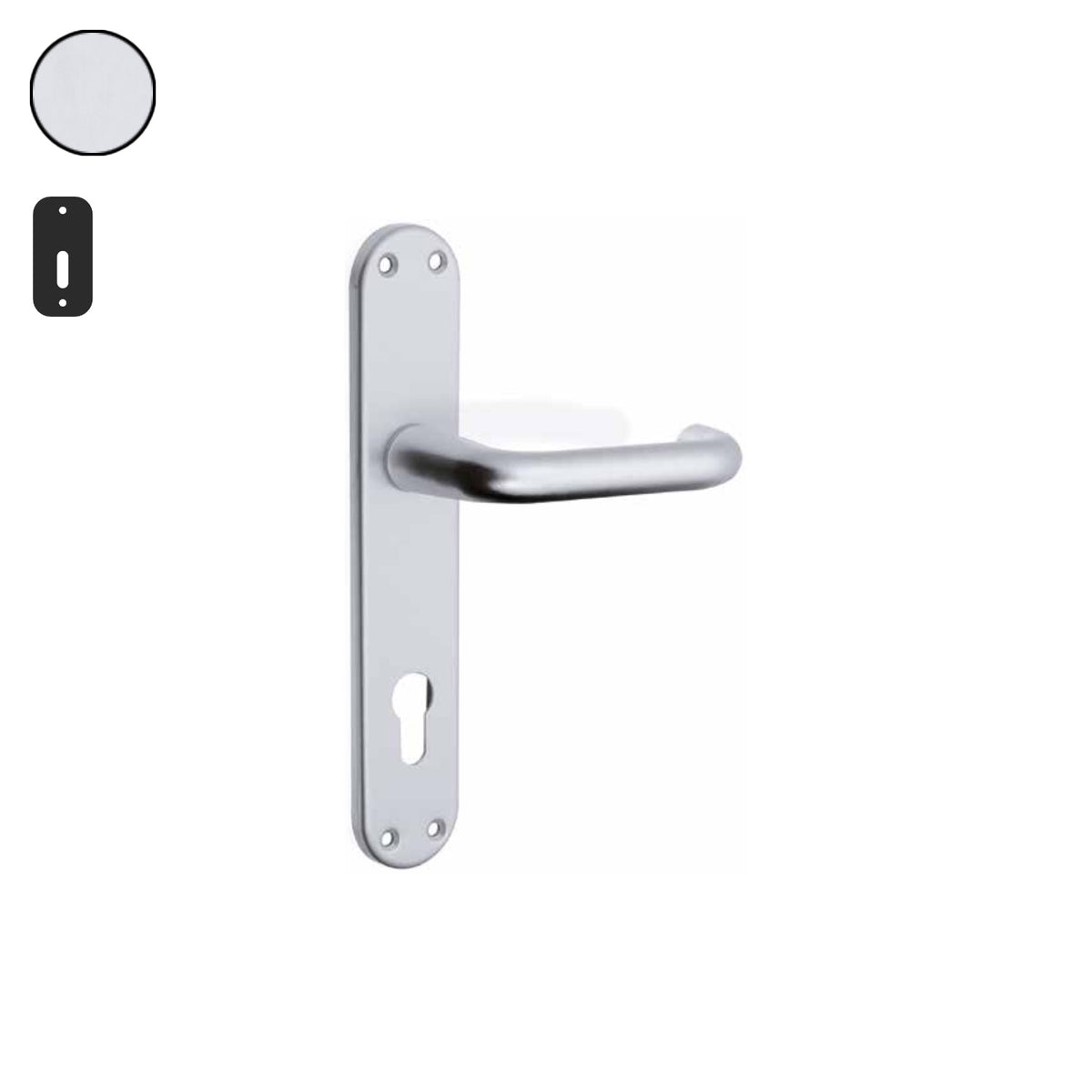 ZB - Maniglie Curva - Maniglia per porta interna - ARG - Argento F1 anodizzato / Placca 225x40 mm / Patent 90