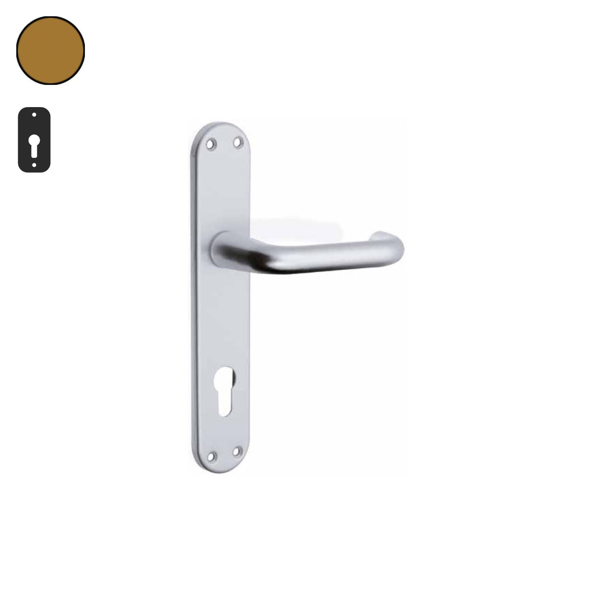 ZB - Maniglie Curva - Maniglia per porta interna - BRO - Bronzo F4 anodizzato / Placca 225x40 mm / Yale 85