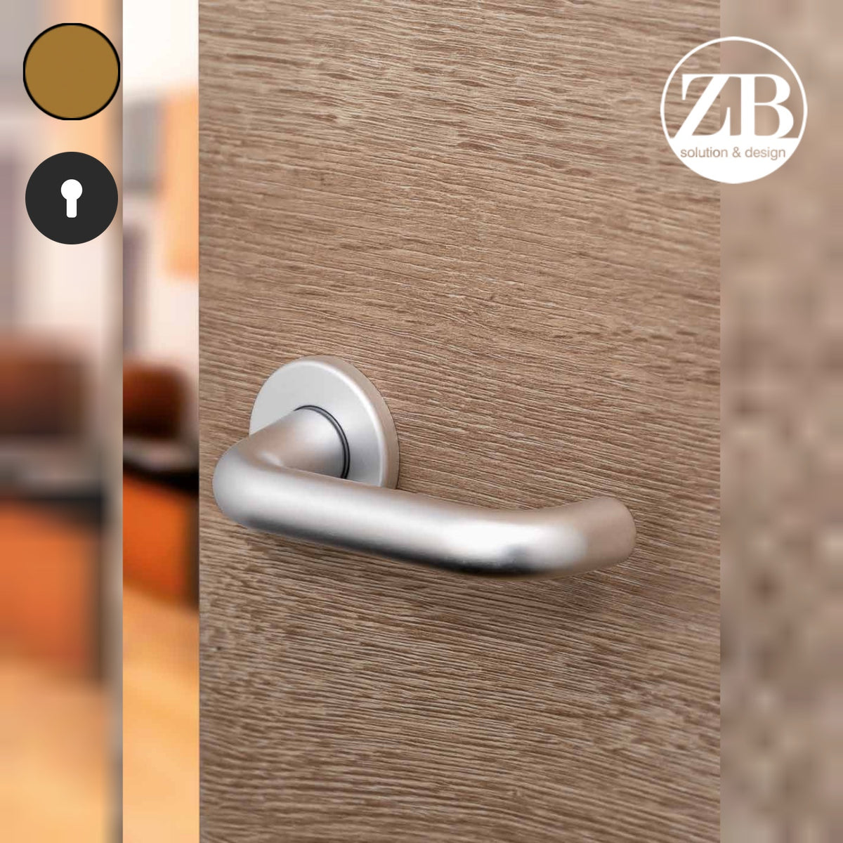 ZB - Maniglie Curva - Maniglia per porta interna - BRO - Bronzo F4 anodizzato / Tonda / Yale