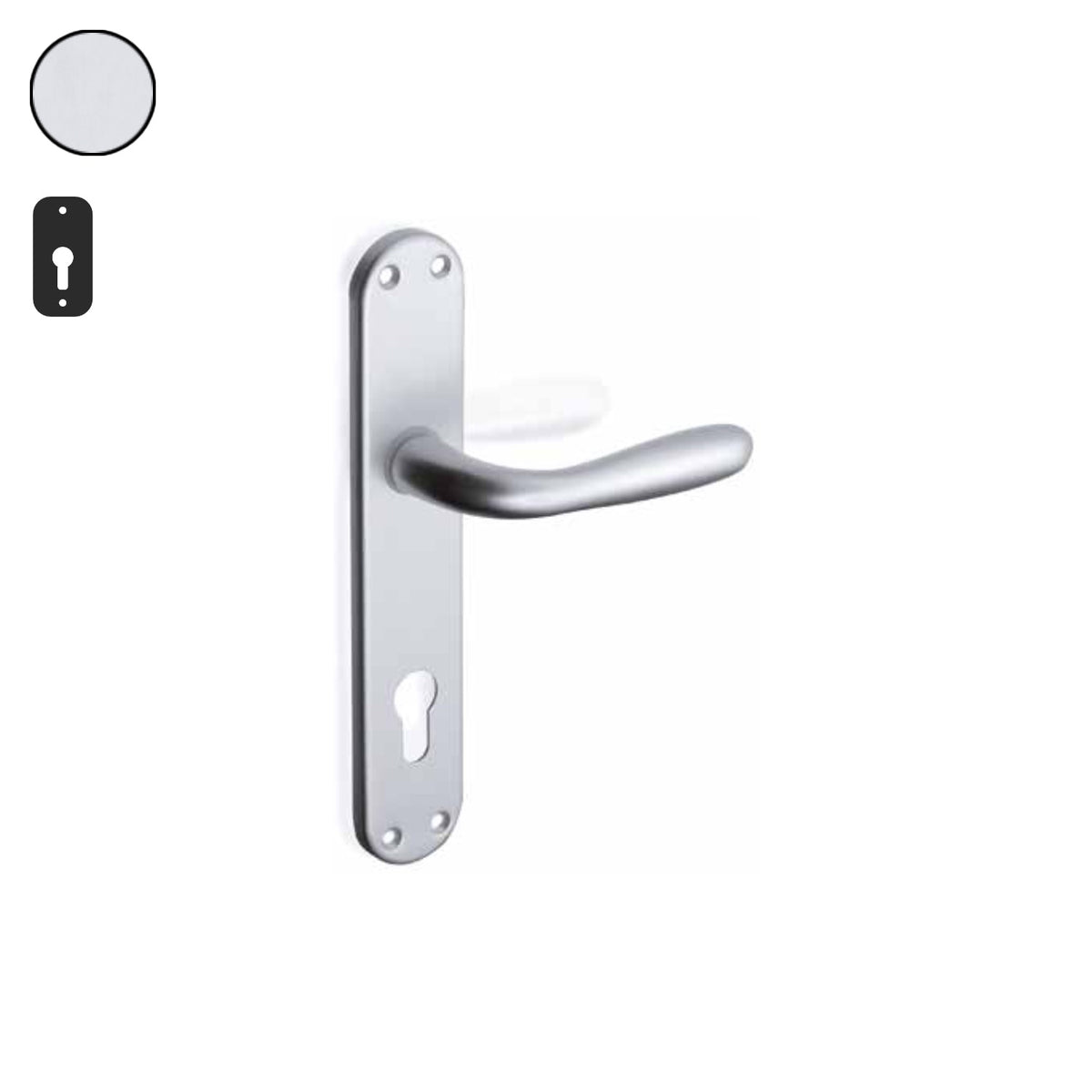 ZB - Maniglie Desy - Maniglia per porta interna - ARG - Argento F1 anodizzato / Placca 225x40 mm / Yale 85
