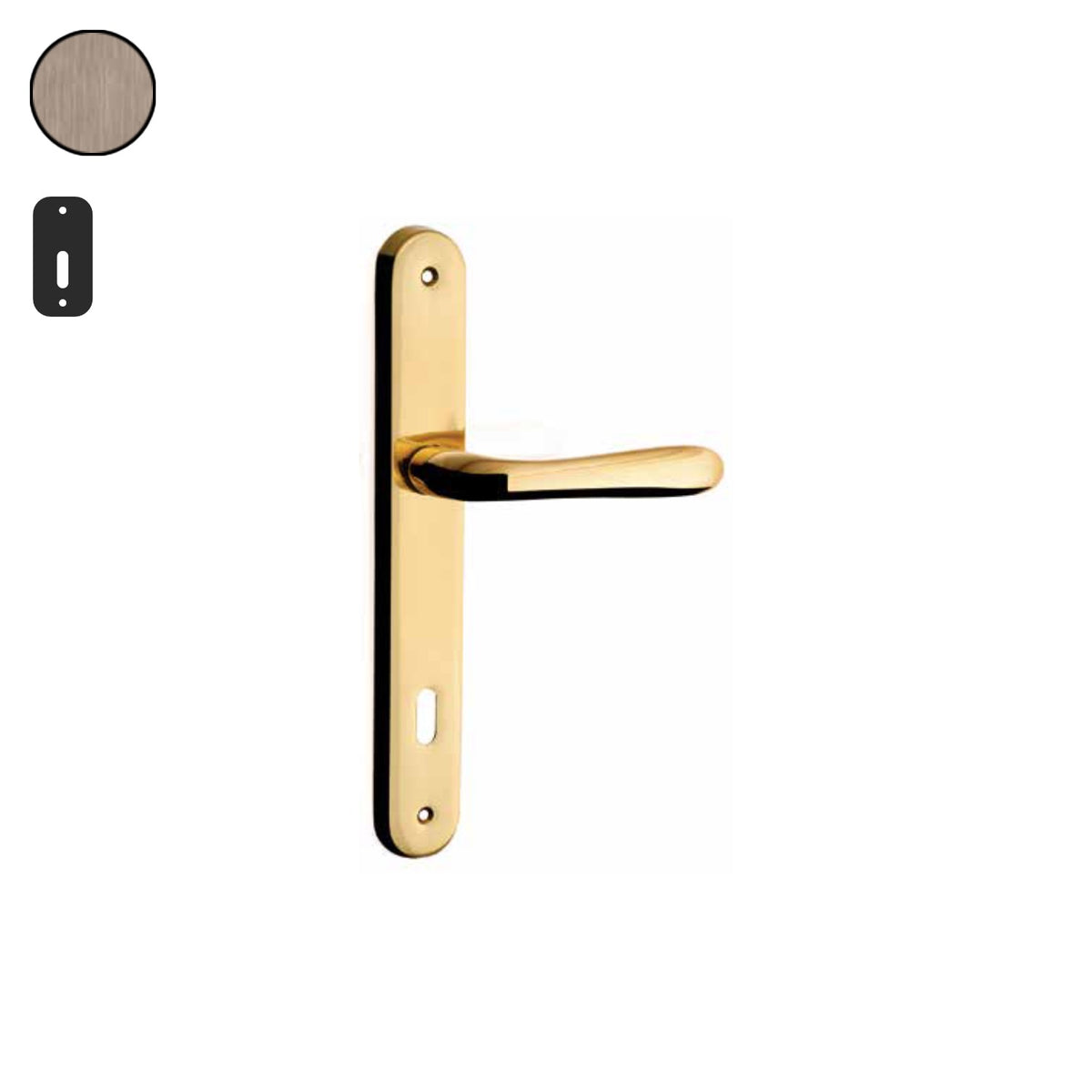 ZB - Maniglie Desy - Maniglia per porta interna - OGV - Ottone graffiato verniciato lucido / Placca 250x38 mm / Patent 70