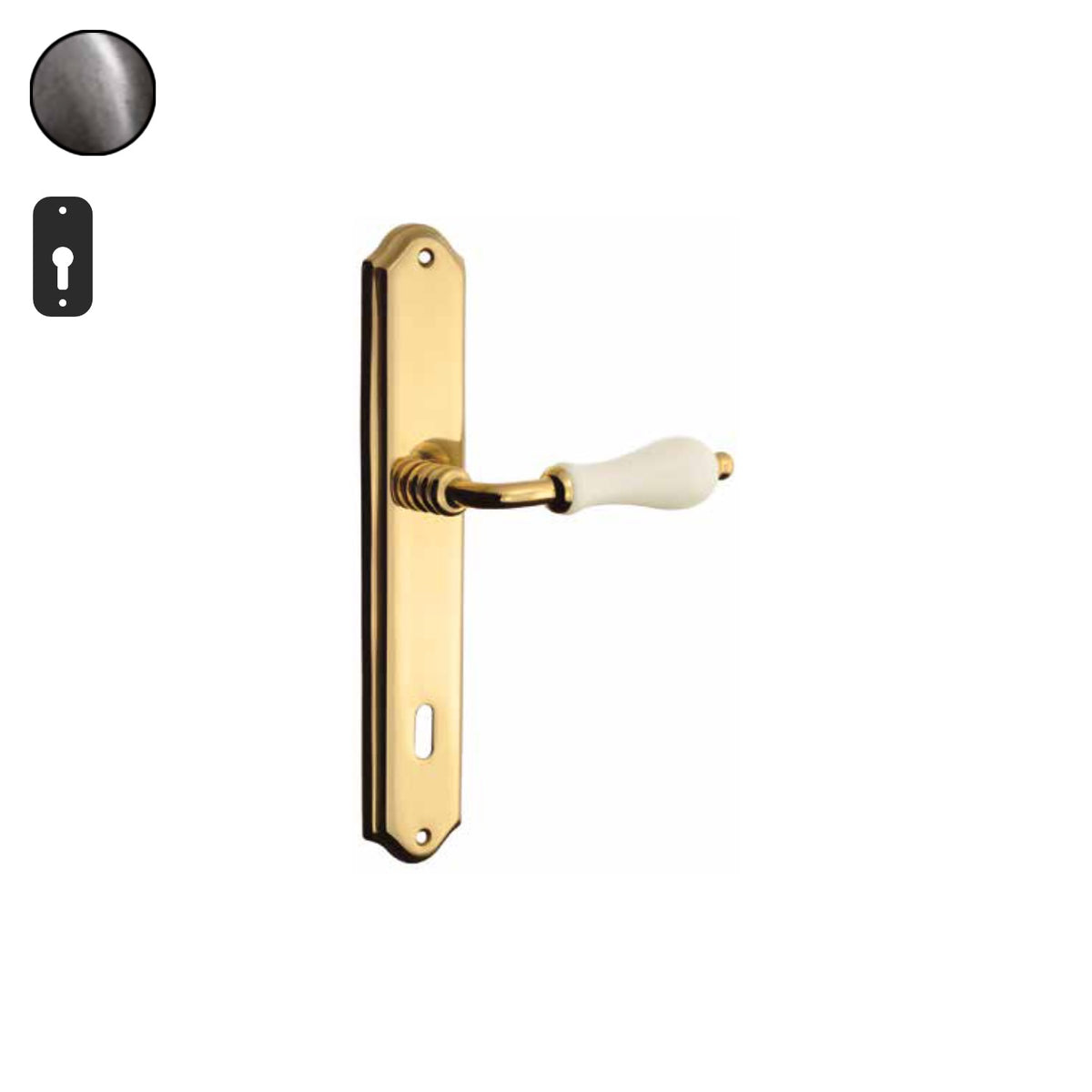 ZB - Maniglie Doge - Maniglia per porta interna - ARA - Argento antico / Placca 250x46 mm / Yale 85