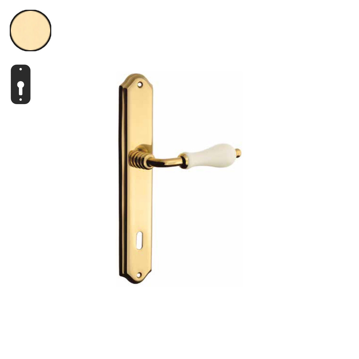 ZB - Maniglie Doge - Maniglia per porta interna - OLV - Ottone lucido verniciato / Placca 250x46 mm / Yale 85