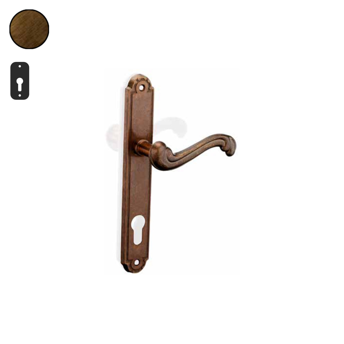 ZB - Maniglie Eco Barocco - Maniglia per porta interna - OBR - Ottone bronzato / Placca 220x35 mm / Yale 85