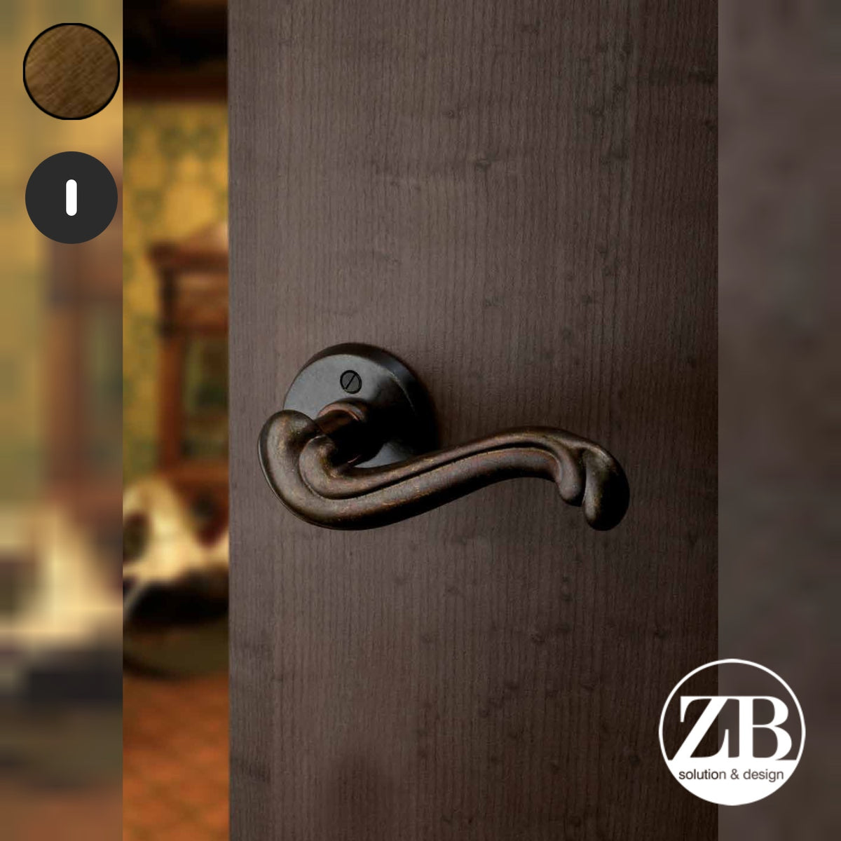 ZB - Maniglie Eco Barocco - Maniglia per porta interna - OBR - Ottone bronzato / Tonda / Patent
