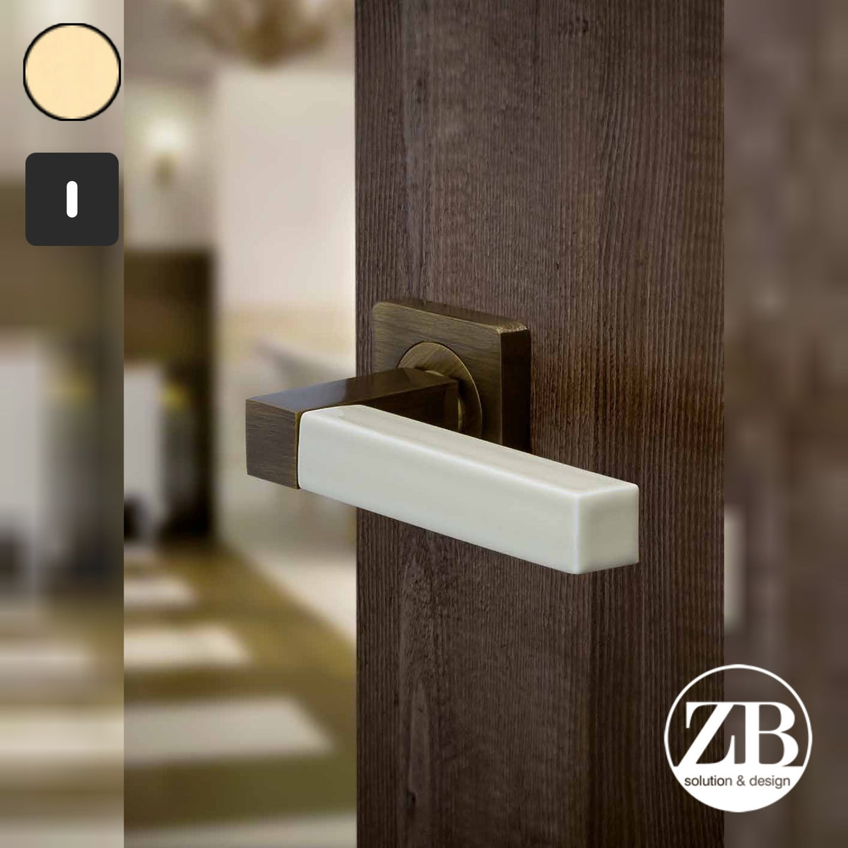 ZB - Maniglie Fulda - Maniglia per porta interna - OLV - Ottone lucido verniciato / Quadra / Patent