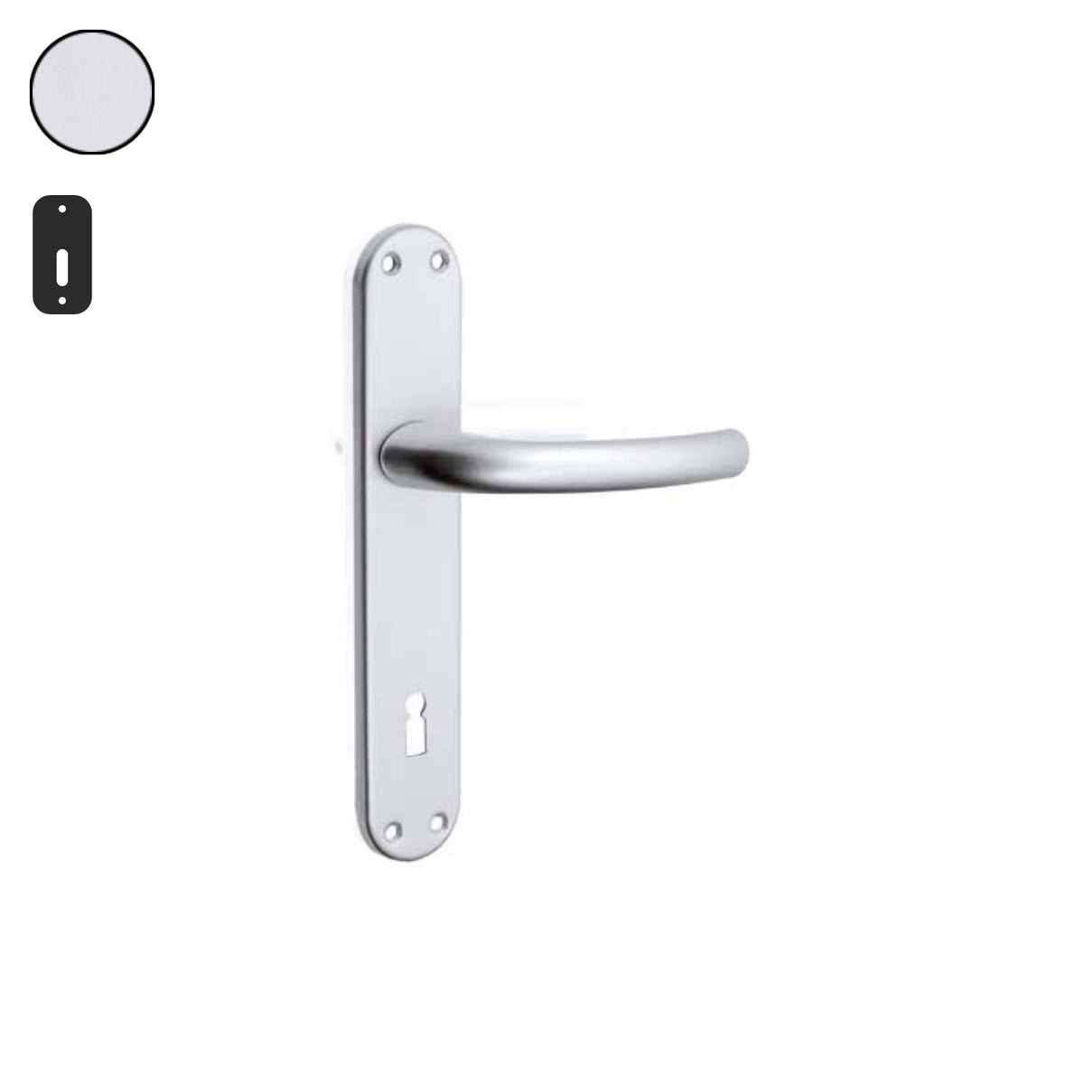 ZB - Maniglie Isy - Maniglia per porta interna - ARG - Argento F1 anodizzato / Placca 225x40 mm / Patent 90