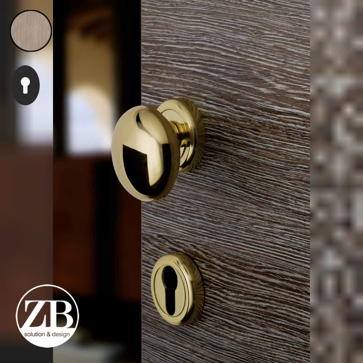 ZB - Maniglie Lady M - Maniglia per porta interna - OGV - Ottone graffiato verniciato lucido / Ovale / Yale