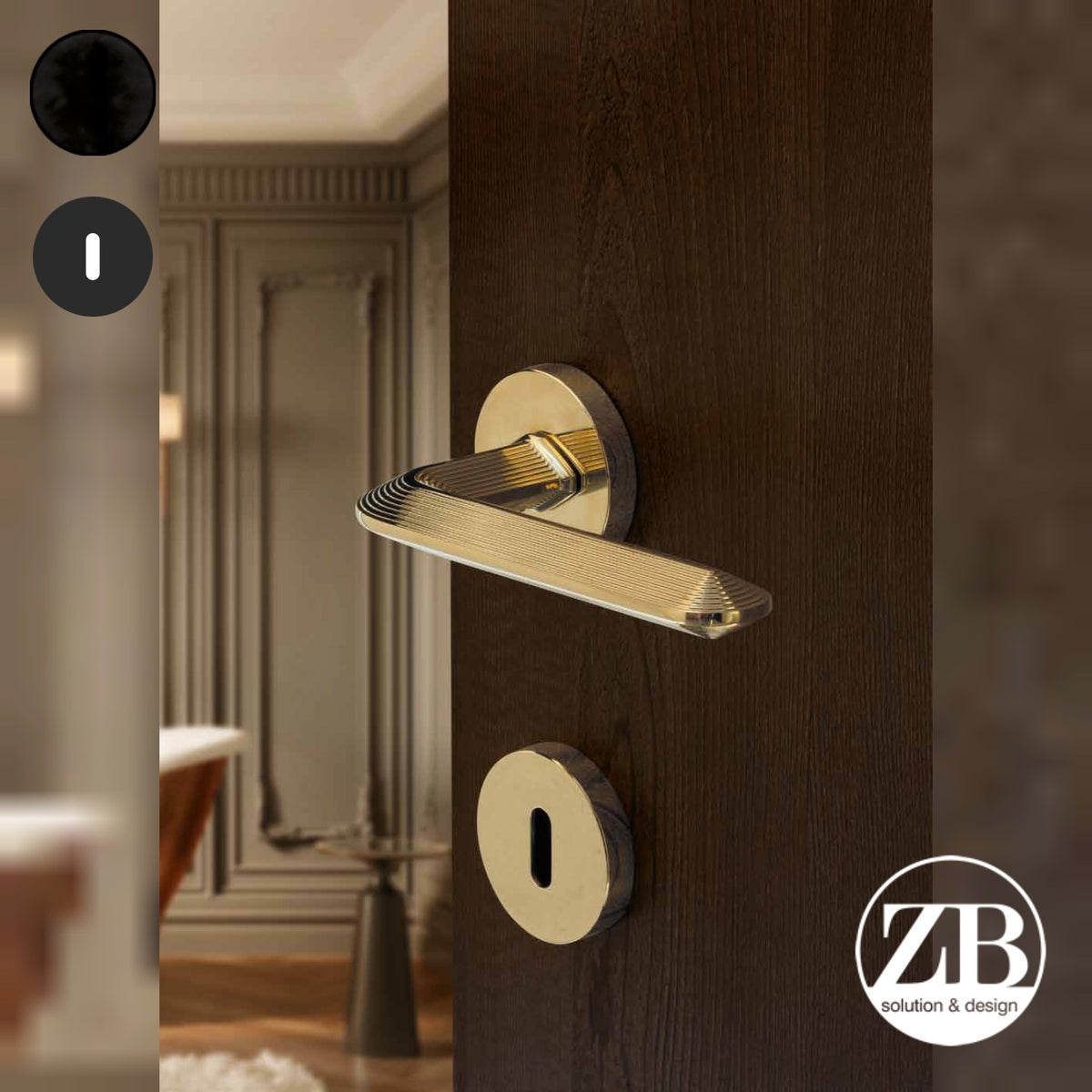 ZB - Maniglie Linear - Maniglia per porta interna - NOP - Nero opaco / Tonda / Patent
