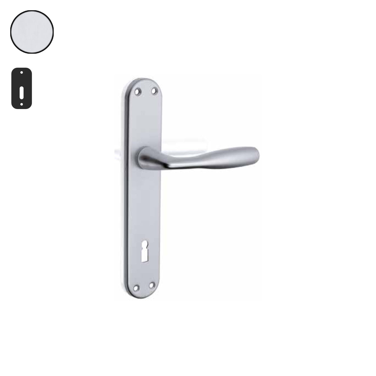 ZB - Maniglie Moira - Maniglia per porta interna - ARG - Argento F1 anodizzato / Placca 225x40 mm / Patent 70