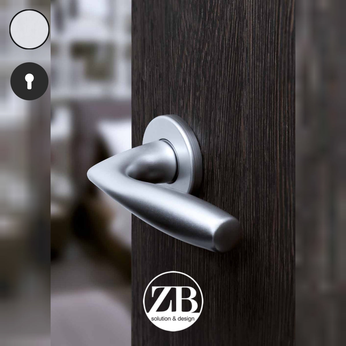 ZB - Maniglie Moira - Maniglia per porta interna - ARG - Argento F1 anodizzato / Tonda / Yale