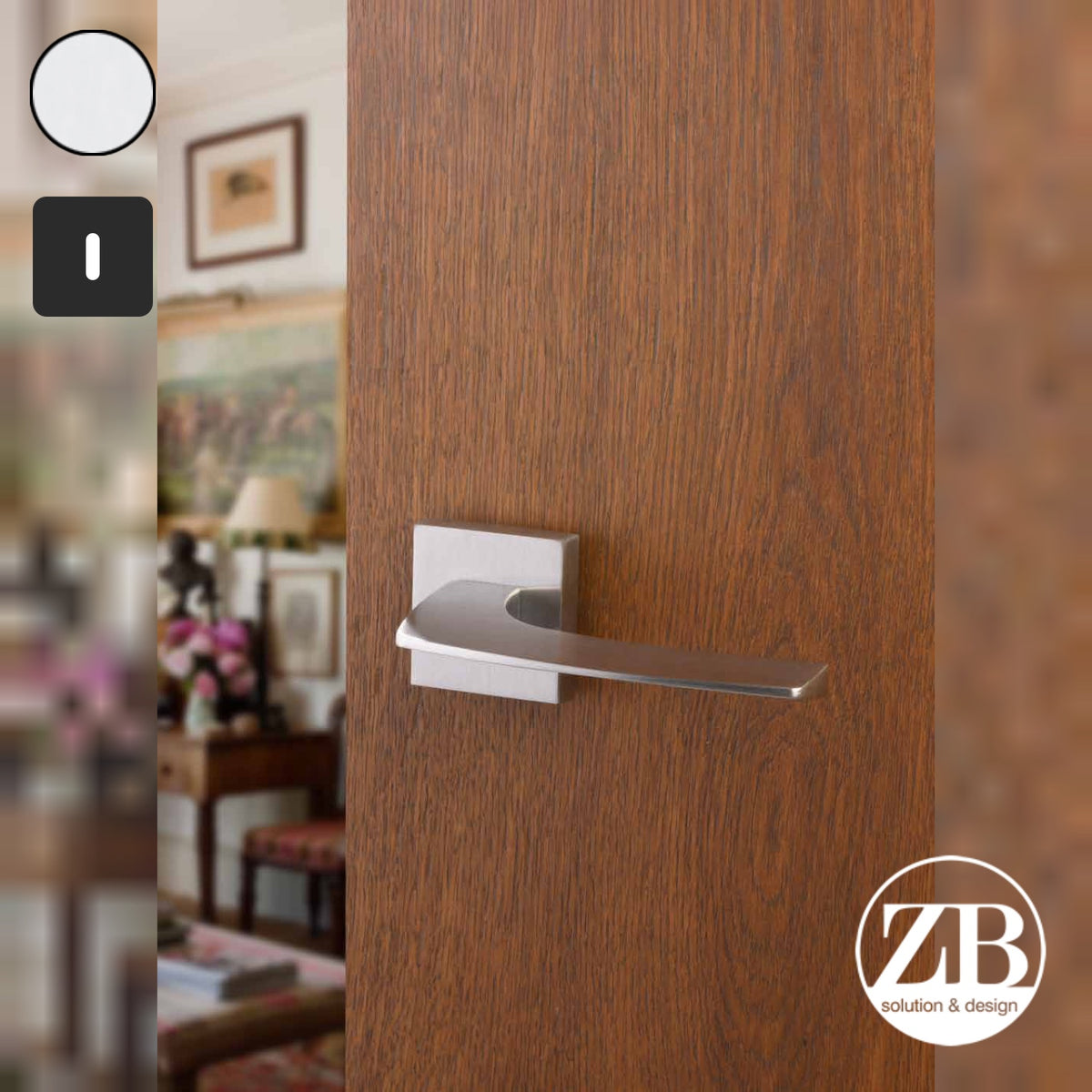 ZB - Maniglie Moon - Maniglia per porta interna - CRS - Cromo satinato / Quadra / Patent