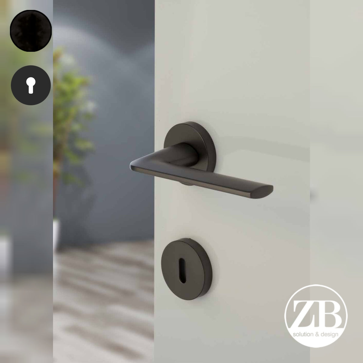 ZB - Maniglie Oregon - Maniglia per porta interna - NOP - Nero opaco / Tonda / Yale