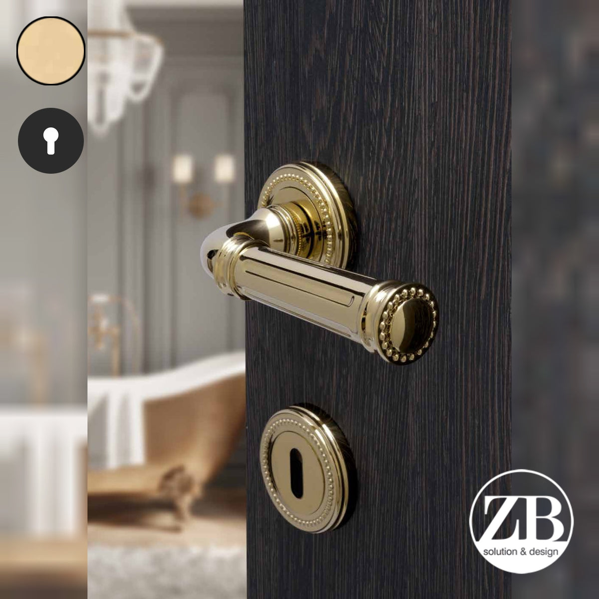 ZB - Maniglie Roma - Maniglia per porta interna - PVD - Physical Vapour Deposition / Tonda / Yale