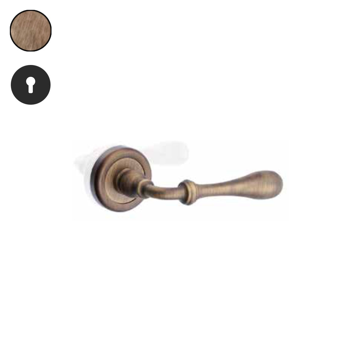 ZB - Maniglie Rustica - Maniglia per porta interna - OGO - Ottone bronzato graffiato opaco / Tonda / Yale