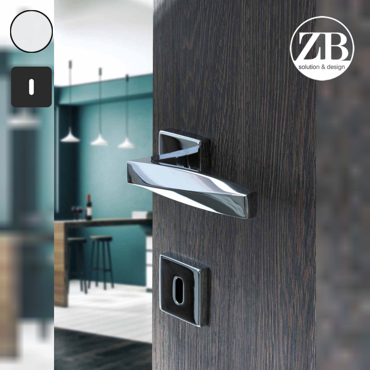 ZB - Maniglie Sahara - Maniglia per porta interna - CRS - Cromo satinato / Quadra / Patent