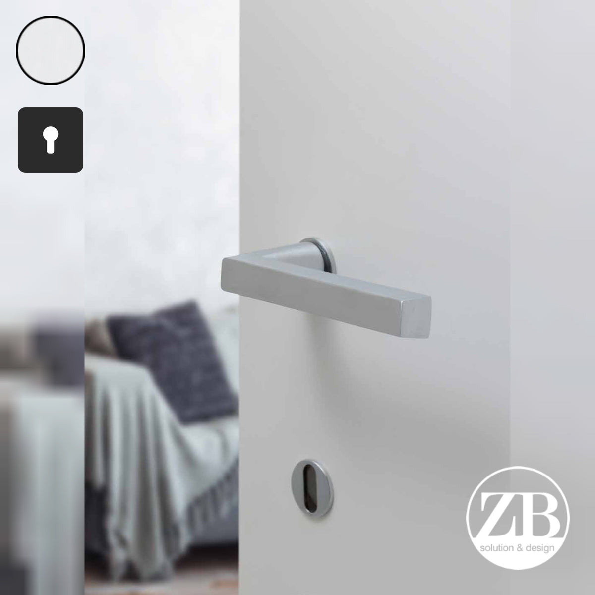 ZB - Maniglie Sky Minimal - Maniglia per porta interna - CRS - Cromo satinato / Quadra / Yale