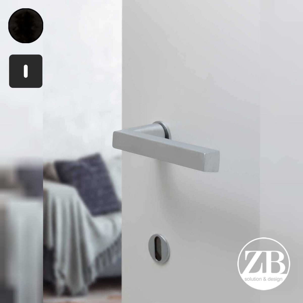 ZB - Maniglie Sky Minimal - Maniglia per porta interna - NOP - Nero opaco / Quadra / Patent