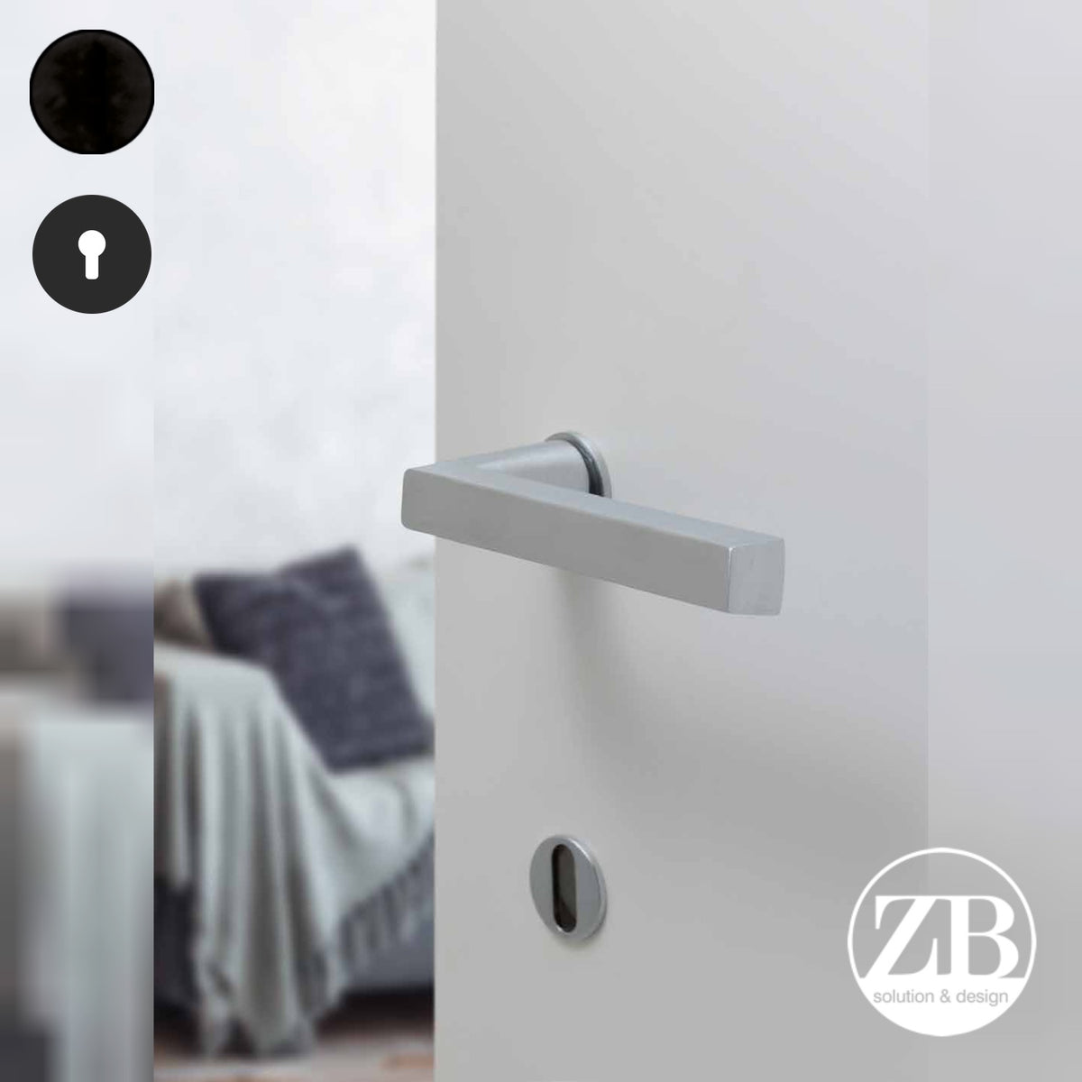 ZB - Maniglie Sky Minimal - Maniglia per porta interna - NOP - Nero opaco / Tonda / Yale