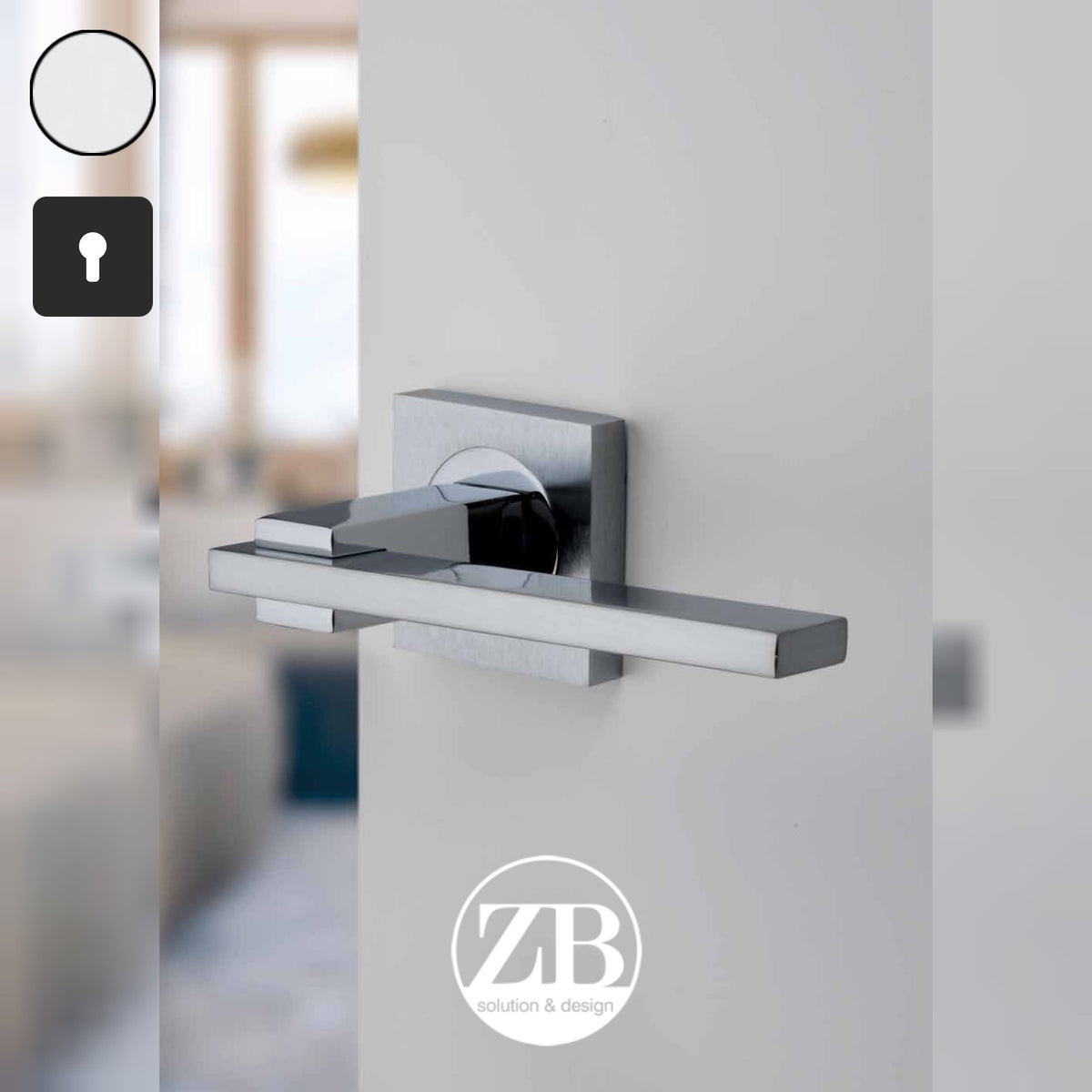 ZB - Maniglie Space - Maniglia per porta interna - CRS - Cromo satinato / Quadra / Yale