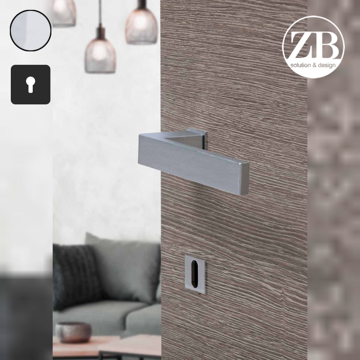 ZB - Maniglie Time Minimal - Maniglia per porta interna - CLS - Cromo lucido / cromo satinato / Quadra / Yale
