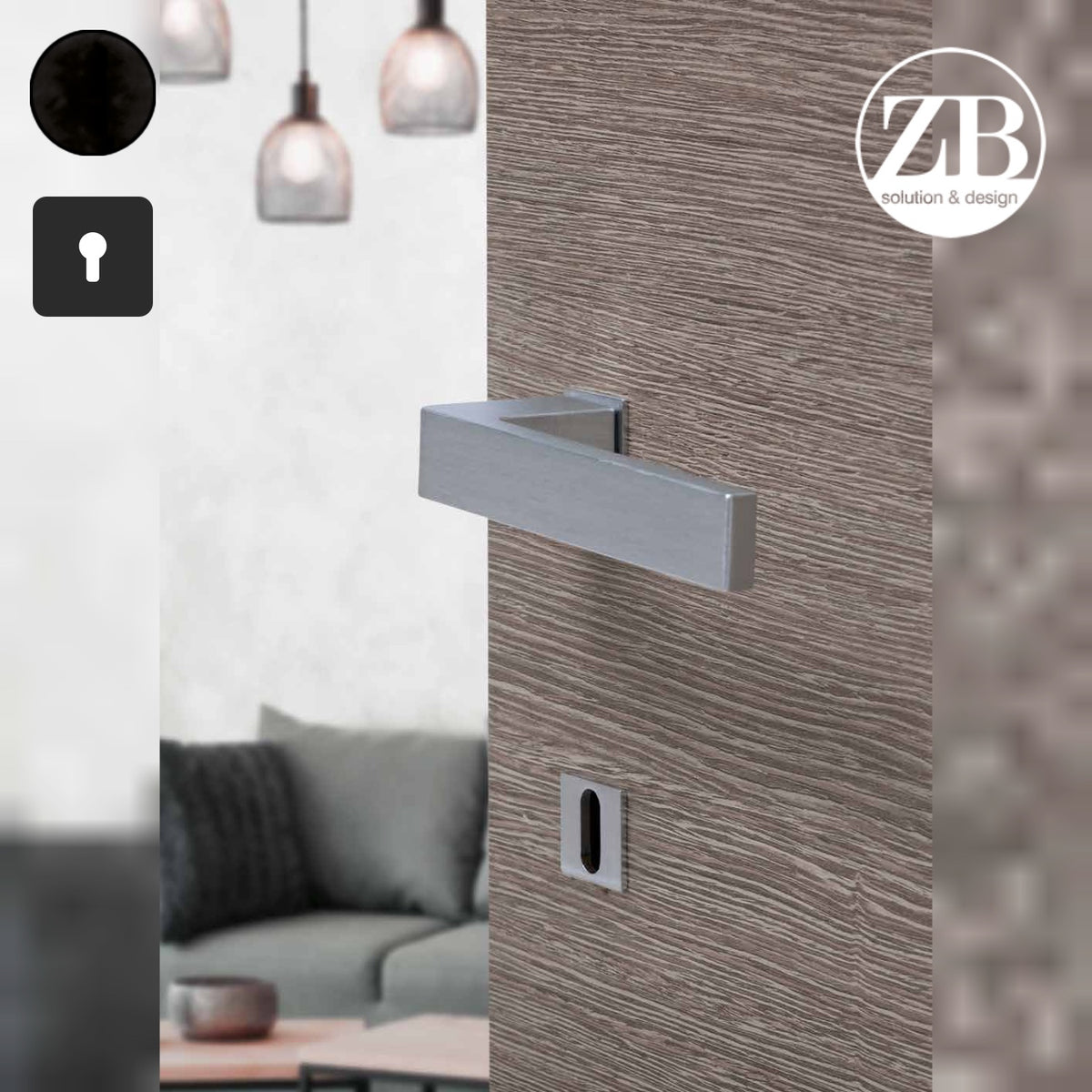 ZB - Maniglie Time Minimal - Maniglia per porta interna - NOP - Nero opaco / Quadra / Yale