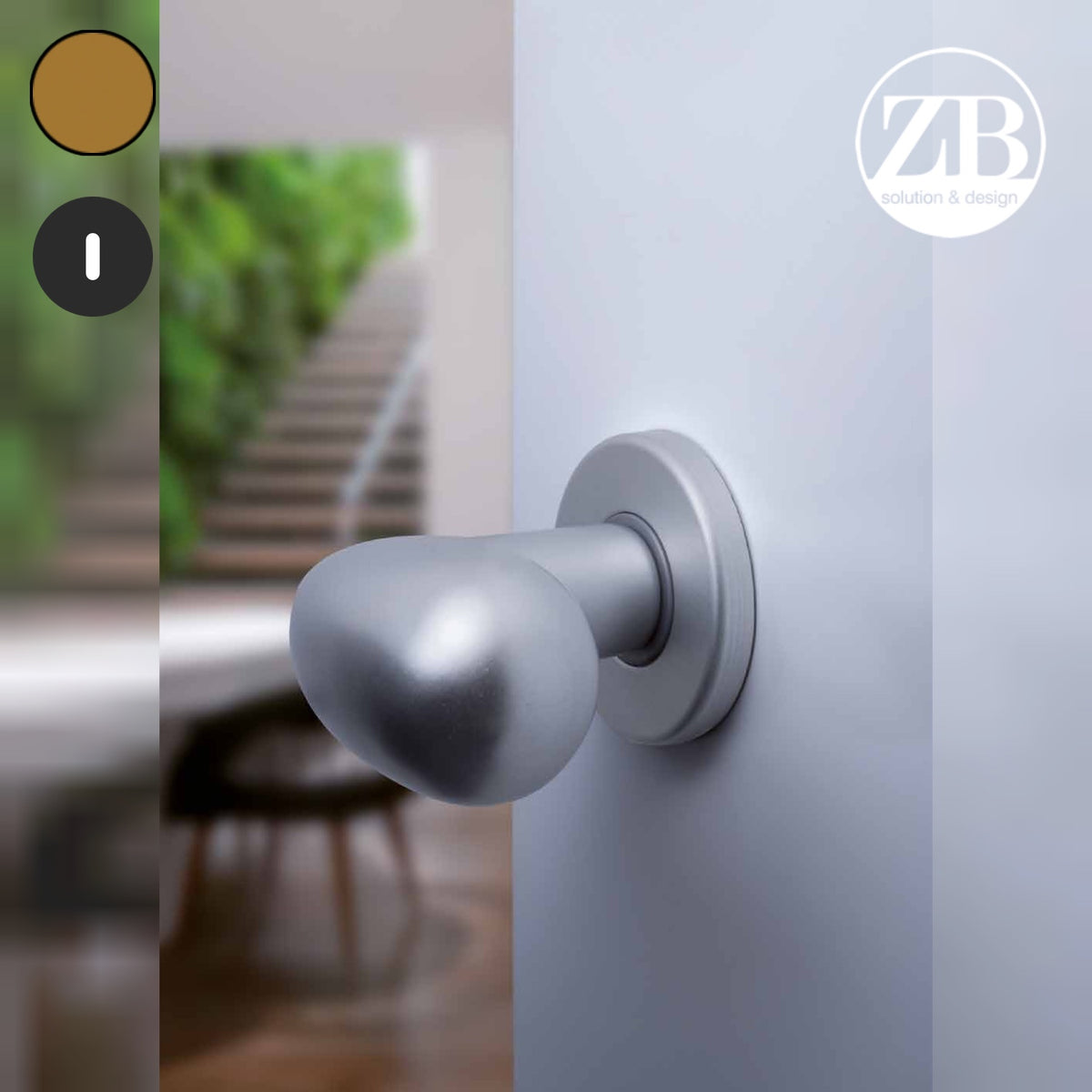 ZB - Maniglie Uovo - Maniglia per porta interna - BRO - Bronzo F4 anodizzato / Tonda / Patent