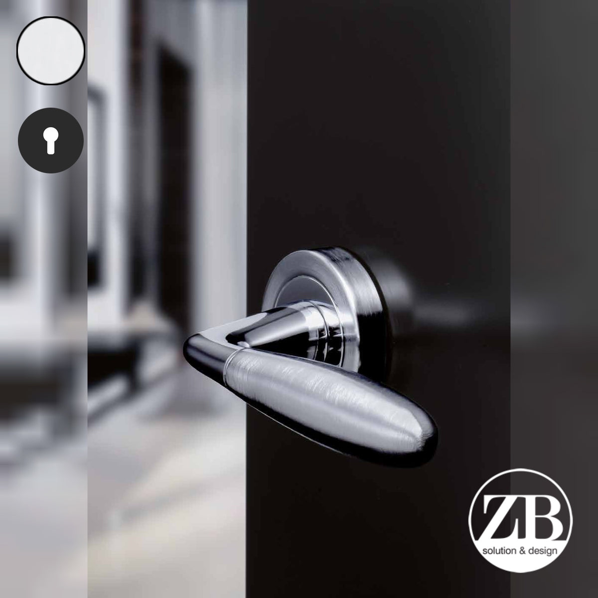 ZB - Maniglie Wind - Maniglia per porta interna - CRS - Cromo satinato / Tonda / Yale