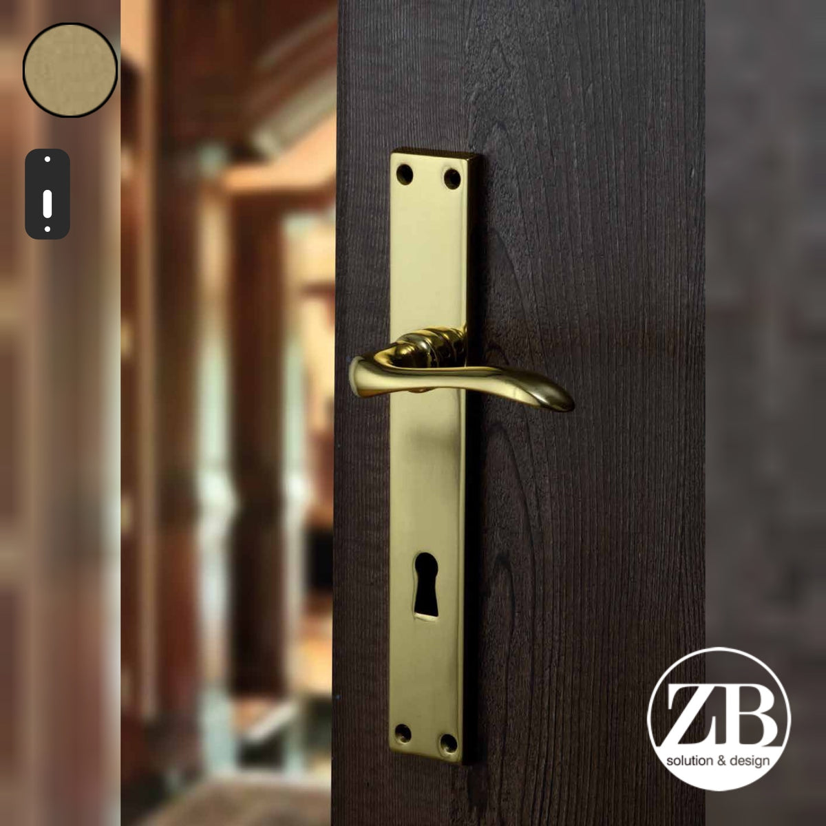 ZB - Maniglie ZB 330 - Maniglia per porta interna - OVO - Ottone vibrato opaco / Placca 220x38 mm / Patent 70