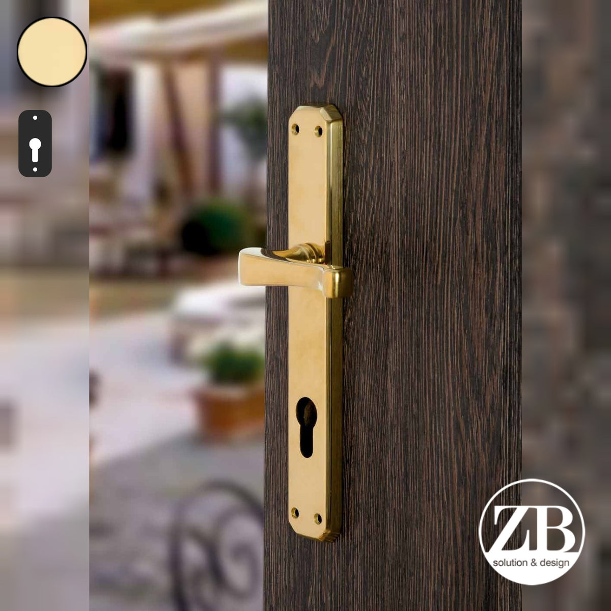 ZB - Maniglie ZB 360 - Maniglia per porta interna - ONA - Ottone naturale / Placca 242x38 mm / Yale 85