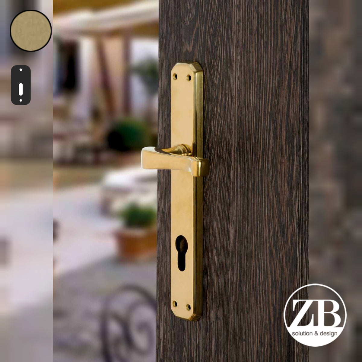 ZB - Maniglie ZB 360 - Maniglia per porta interna - OVO - Ottone vibrato opaco / Placca 242x38 mm / Patent 70