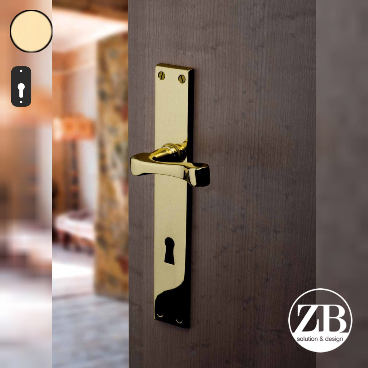 ZB - Maniglie ZB 360M - Maniglia per porta interna - OLV - Ottone lucido verniciato / Placca 220x38 mm / Yale 85