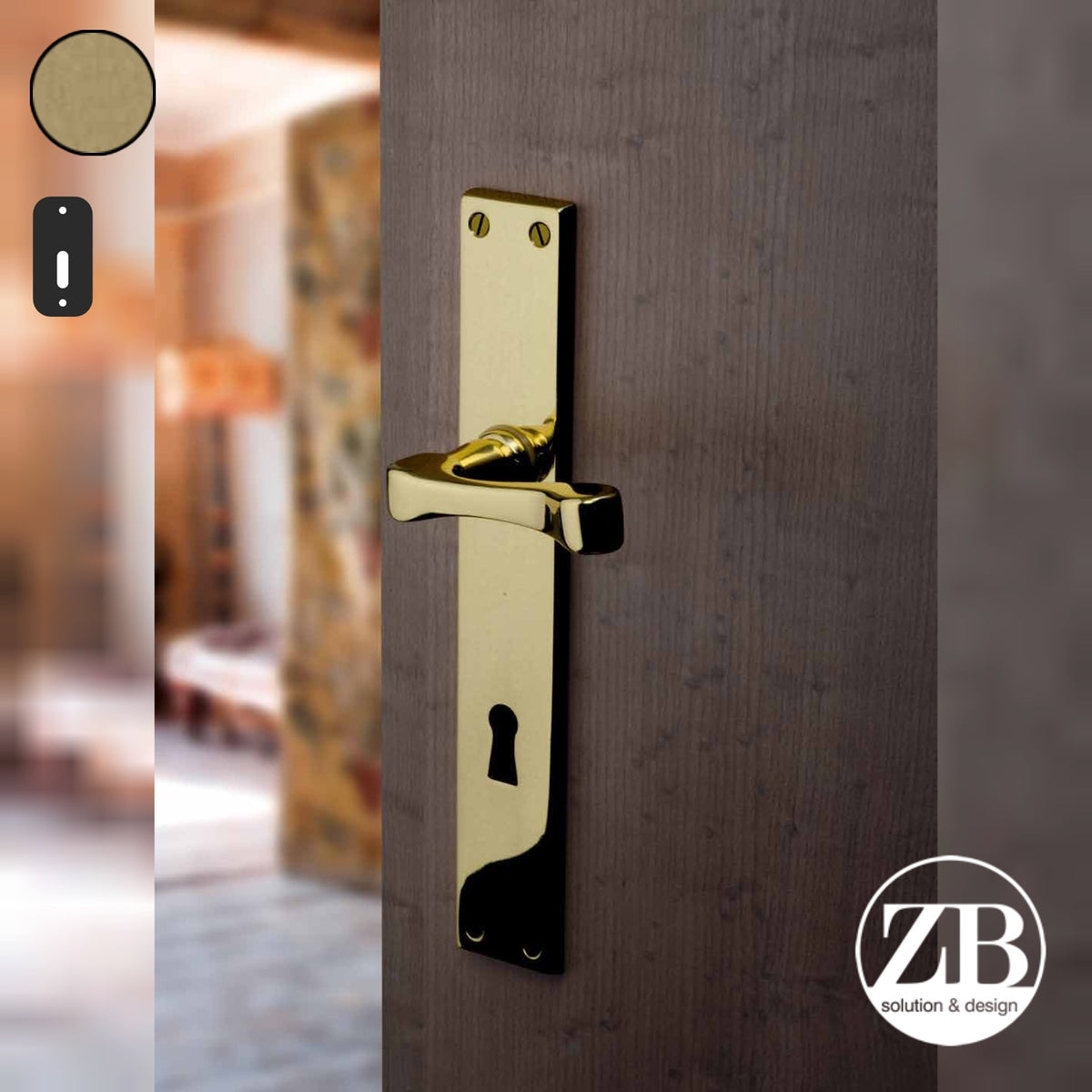 ZB - Maniglie ZB 360M - Maniglia per porta interna - OVO - Ottone vibrato opaco / Placca 220x38 mm / Patent 70