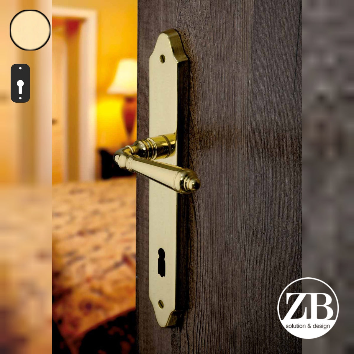 ZB - Maniglie ZB 520 - Maniglia per porta interna - OLV - Ottone lucido verniciato / Placca 252x40 mm / Yale 85